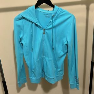 Like New Lightweight Aqua Full Zip Jacket with hood